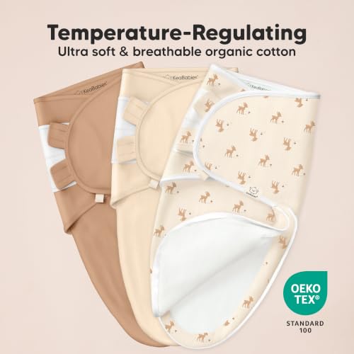 Image of KeaBabies Newborn Swaddles with Zippers, 3pk Baby Swaddle (Lil Fawn, 0-3M) | Organic Cotton Swaddles for Newborn, Baby Swaddle 0-3 Months, Infant, Baby Girls, Boys, Soft & Durable, Easy Diaper Change