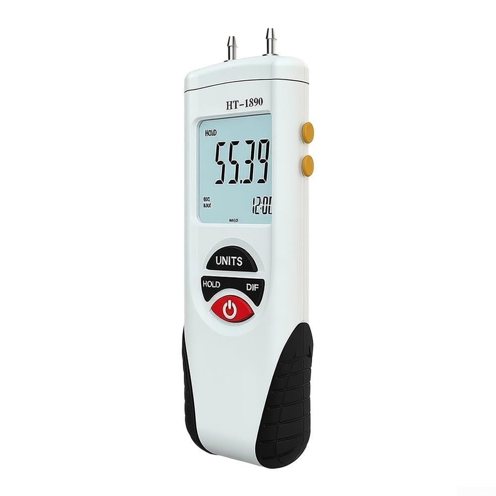 Medidor de presión diferencial digital HT-1890 con medidor de presión LCD ± 13,79 kPa para sistemas HVAC Manómetro Preciso 0,3% Precisión ABS Carcasa para Probador de Presión Diferencial 11 Unidades