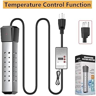 2000W Pool Heater for Inflatable Above Ground Swimming Pool, Immersion Water Heater for Bathtub with Thermostat, Submersible Electric Water Heater, Portable Bucket Heater with 304 Stainless Guard