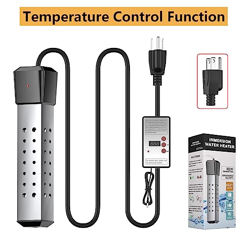 2000W Pool Heater for Inflatable Above Ground Swimming Pool, Immersion Water Heater for Bathtub with Thermostat, Submersible Electric Water Heater, Portable Bucket Heater with 304 Stainless Guard