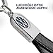 Troika Keyring VW logo, leather loop – VW LEATHER – leather, metal – black, blue, silver-coloured Original