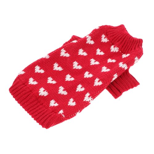 Gadpiparty Suéter para Perros Pequeños Cálido y Elástico con Cuello y Estampado de Corazones Ropa Adorable para Mascotas Invierno Talla Color Rojo