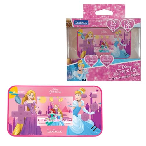 LEXIBOOK Disney's Princesses Cyber Arcade Pocket Consola de Juegos portátil, 150 Juegos, LCD, con Pilas, Rosa, JL1895DPLXB