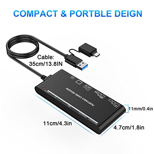 Rocketek Sd Card Reader With Usb C Adapter Upgraded 7 In 1 Memory Card Adapter 5Gbps Read Write For Sd Sdxc Sdhc Cf Cfi Tf Xd Micro Sd Micro Sdxc Micro Sdhc Ms Mmc Uhs-I Cards For Windows Linux Mac Os #TOP7