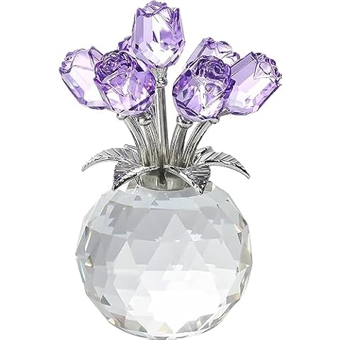 Crystal Purple Rose Bouquet Figurine Gift Cover