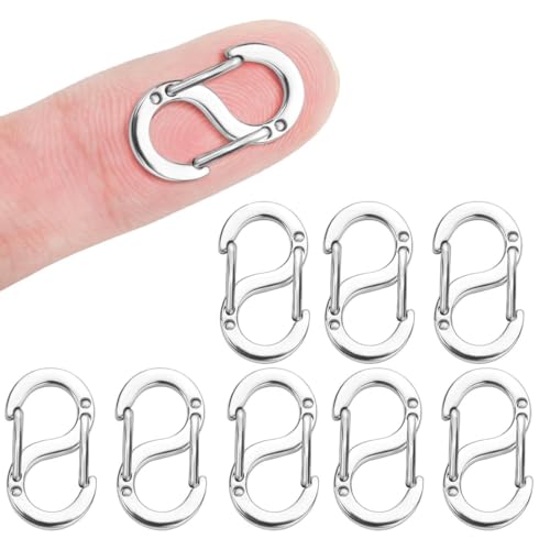 KEMUZ 8 Stück 925 Silber Karabinerverschluss Mit Doppelter Öffnung, Verschluss Für Armbänder, Kettenverschluss,Metallverschlüsse, Verschlüsse Für Halsketten-Clip, Armband-Verbinder(Silber)