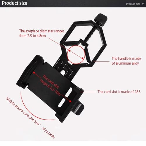 Image of Universal Smartphone Telescope Adapter Mount - Adjustable Metal Phone Holder for Binoculars, Monocular & Spotting Scope