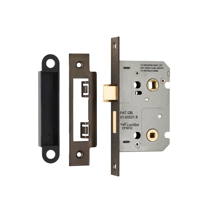 Kooples Hardware Easi-T Residential Bathroom Lock Range – Mortice Bathroom Door Lock Case for Thumbturn and Release (Matt Bronze, 64mm)