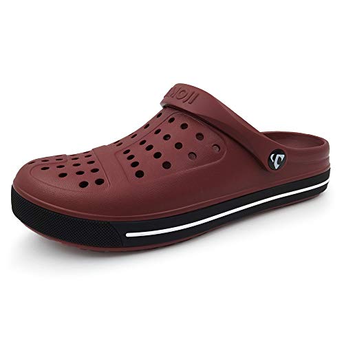Amoji Unisex Garden Clog Yard Shower Shoes CL1820 6 Women/5 Men Black/White