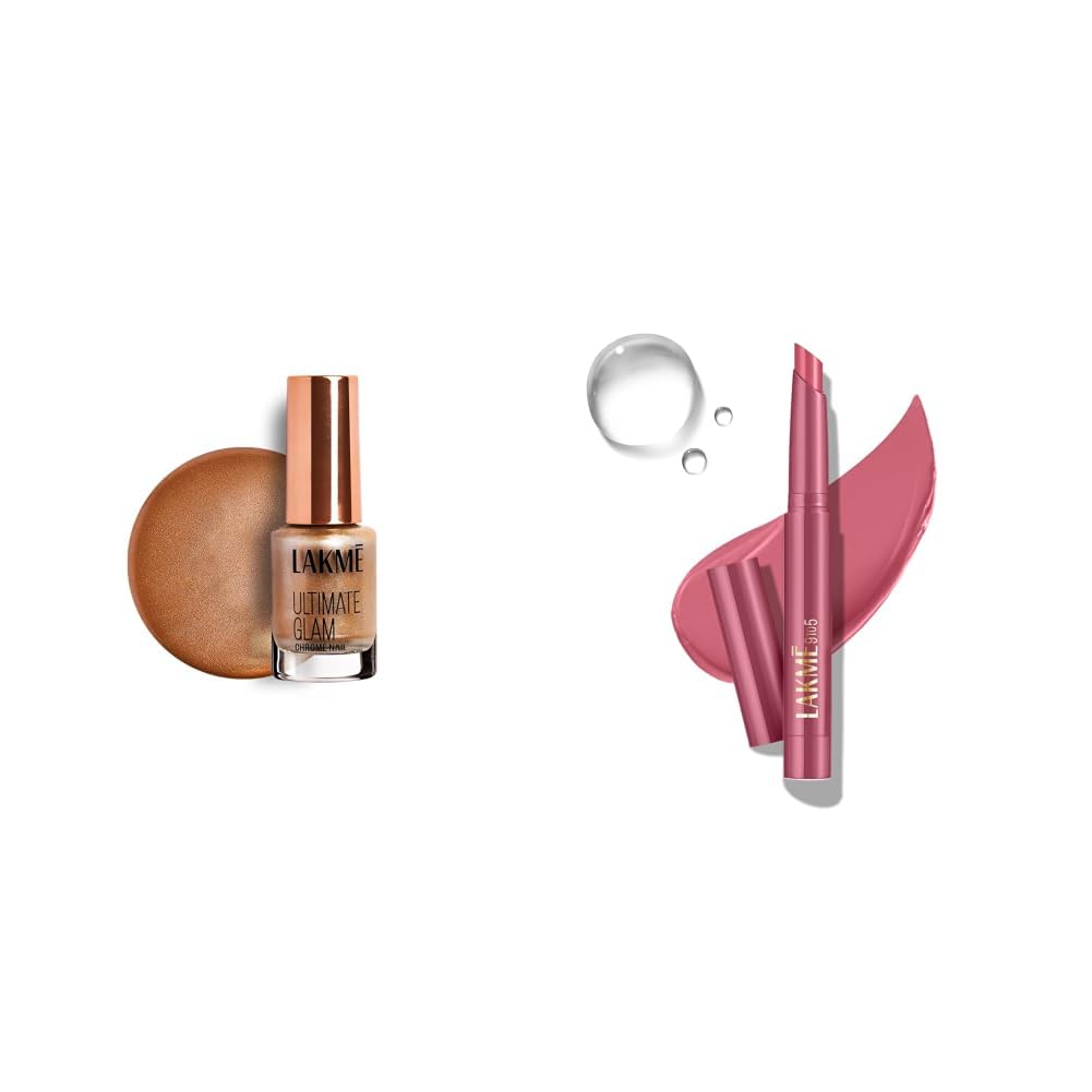 LAKME Ultimate Glam Chrome Nail Paint, Rust 6ml Lakme 9 to 5 Forever Matte Lip Crayon, Vision Pink 1.1g-picture-30