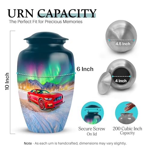 Image of Car Urn - Unique Urn for Human Ashes - Combo 3 - Large with 3 Inch Pack of 4 - Funeral for Adult - Tiny Urns for Adult Human - Decorative Urns for Mom & Dad