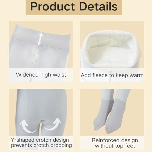 Image of Toddler Dance Tights, Warm Fleece Lined Ballet Tights for Girls, High Elasticity
