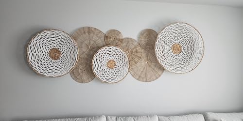 ChumDecor 21.6-Inch Boho Wicker Wall Basket Set – Large Natural Woven Wall Art for Living Room and Bedroom Decor - Image 8