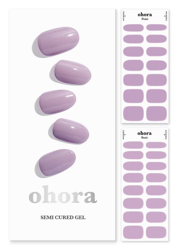 ohora Semi Cured Gel Nail Strips (N Blueberry Jam) - Works with any Nail Lamps, Salon-Quality, Long Lasting, Easy to Apply & Remove - Includes 2 Prep Pads, Nail File & Wooden Stick…