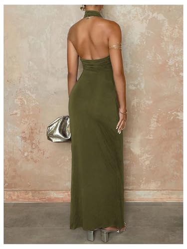 Milumia Women's Tie Knot Bodycon Halter Dress Sleeveless Backless Long Dresses Cocktail3