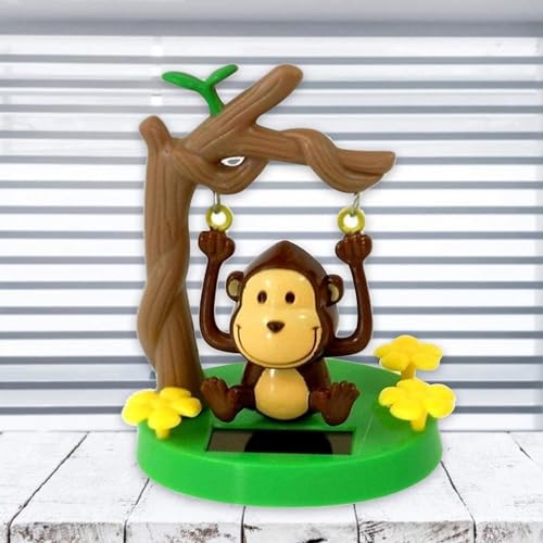 Cute Solar Powered Dancing Monkey Toys - Solar Powered Car Dashboard Interior Decoration Desktop Ornaments Dancing Toy,Kawaii Solar Monkey Swinging Animated Bobble Dancer Toy(ZS609)