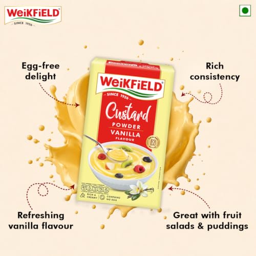 Image of Weikfield Custard Powder 500g Pack | Vanilla Flavor | Makes Smooth & Creamy Custard | Contains Quality Ingredients | Best For Fruit Salads & Puddings | 100% Vegetarian
