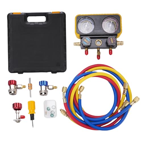 Kit de Manómetro para Aire Acondicionado Automotriz con 3 Mangueras, Compatible con Refrigerantes R410A, R32, R134A y R22 miniatura 6
