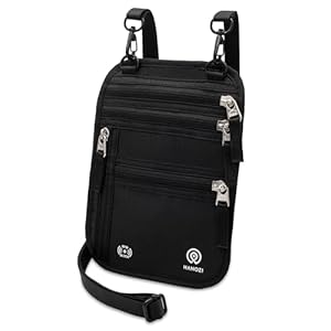 Neck Wallet – Travel Pouch and RFID Blocking Passport Holder for Women and Men, Easy to Conceal Passport Wallet, Slim Travel Wallet to Keep Your Cash, Passport, Cards and Documents Safe (Black)