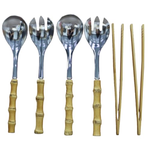 Bamboo Serving Utensils Set (6 Pieces 10-inch)