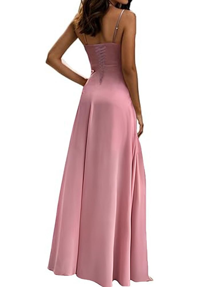 ORANDESIGNE Damen Abendkleider Elegant für Hochzeit Chiffon Abendkleid Lang Spaghettiträger Brautjungfernkleider Hi-Lo Kleid Hochzeitsgast Schlitz Cocktailkleid
