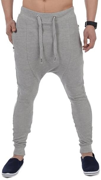 Genetic Apparel - Skinny Joggers - Pantalones de chándal con forro polar  para hombre, corte ajustado y caído, bolsillos con cremallera, pantalones  para hombre, GA111 Grey Marl - Drop crotch M-Medium :