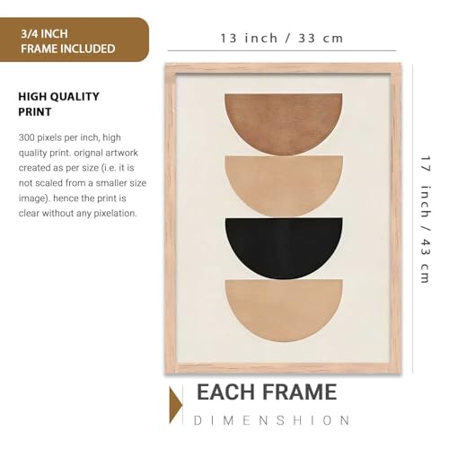 Image of HOTHOUSE Home Decor Boho Painting Decorative Wall Art poster With Frame For Living Room Bed Room Hotel Wall Decor Digital Reprint Set of 3 (13X17 inch)