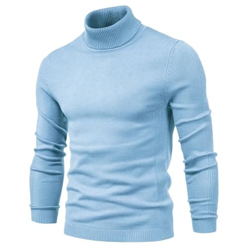 Men's Pullover Sweaters Long Sleeve High Collar Loose Solid Casual Warm Knitted Sweater2