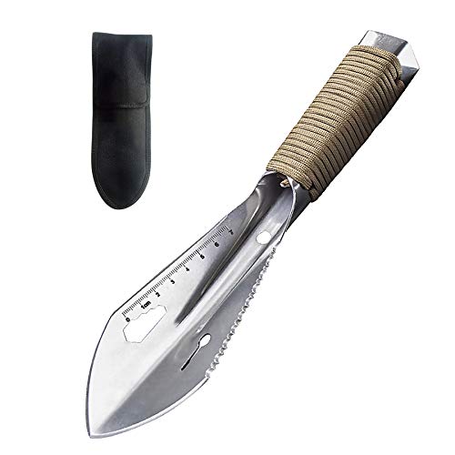 REDCAMP Small Ultralight Backpacking Trowel for Camping Hiking, 7 in 1 Backpacking Shovel with Carrying Bag,Silver