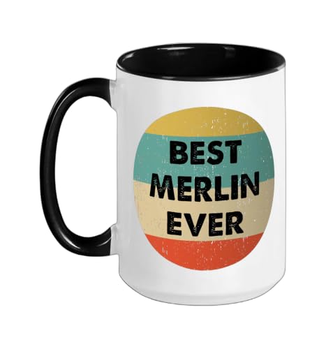Merlin Name Ceramic Mug, Black/White, 15oz