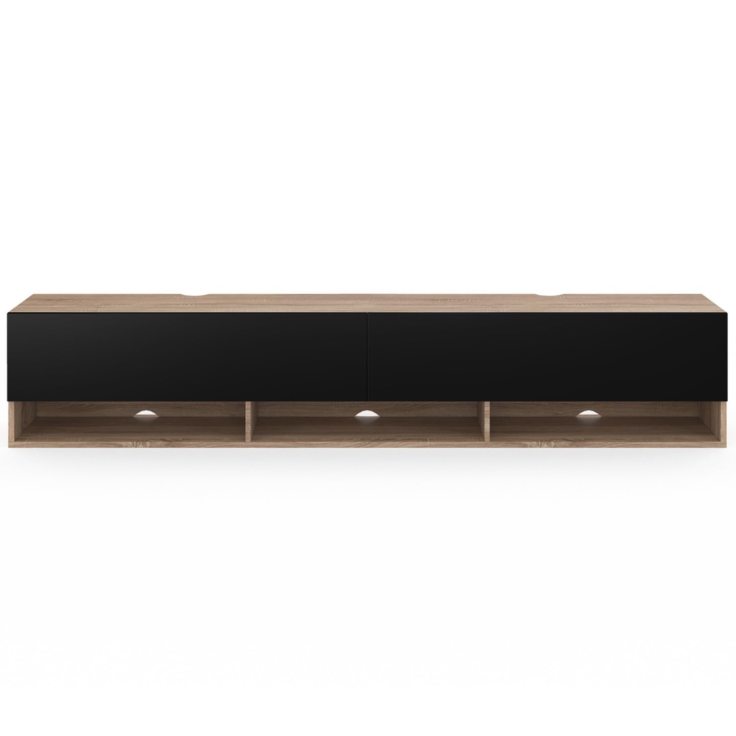 IDMarket - Mueble TV suspendido ELIO con estante de 2 puertas en madera y negro 180 cm