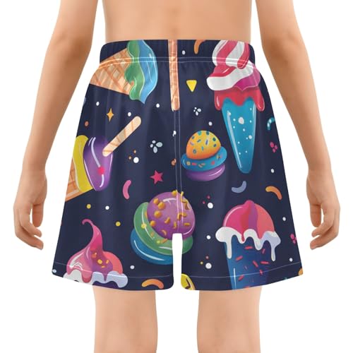 Bolaz Toddler Boys Swimwear Swim Trunks with Compression Liner 4T Colorful Ice-Cream3