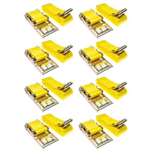 4" x 40' Ratchet Strap with Flat Hooks, 8 Pack