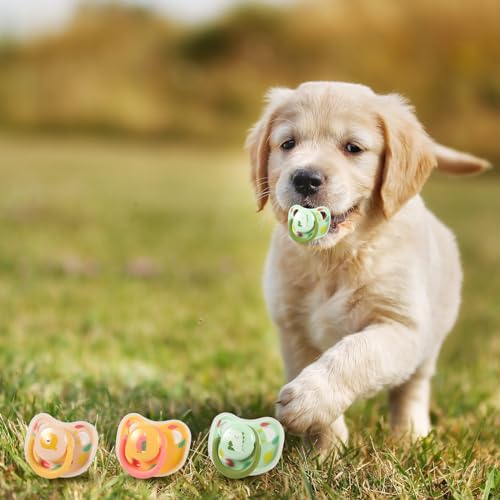 PEUTIER 3 Stück Hundeschnuller, Silikon Welpenkätzchen Beruhigungsschnuller Niedliches Hundeschnuller Kauspielzeug Schnuller Hundespielzeug für Kleine Hunde und Katzen (3 Farben)