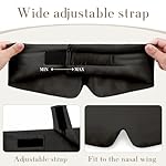 100% Mulberry Silk Sleep Mask Eye Mask for Women Man with Adjustable Band, for Side Sleeper Blackout Sleep Mask for Travel Rest and Office Large Size (Black) - Image 4