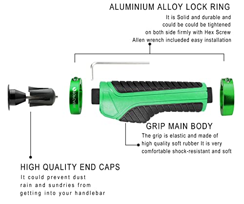 Image of TOPCABIN Ergonomic Bike Grips - Widen Holding Rubber Grips with Aluminum LockGrips for Mountain & Road Bikes