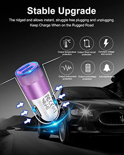 Usb Car Charger, 2Pack Automobile Lighter Adapter Dual Port Cigarette Cargador Carro Cell Phone Charger For Samsung, Iphone, Google, Kindle, Double Port 3.4A Fast Charging Power Block #TOP4