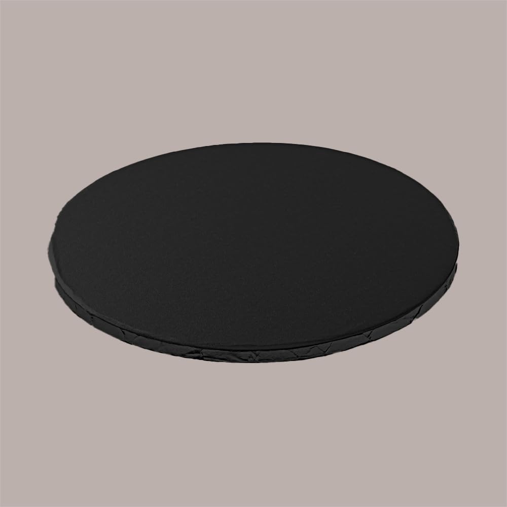 Lucgel, Vassoio Sottotorta Tondo Nero, Carta Rigida, Riutilizzabile, 40 cm, 2 pezzi