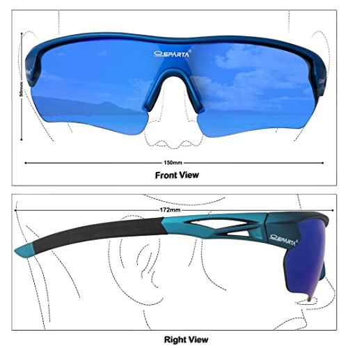 OUTDOORSPARTA Sports Sunglasses(4. Blue Frame, Full Lens Mirrored Blue) - Image 2