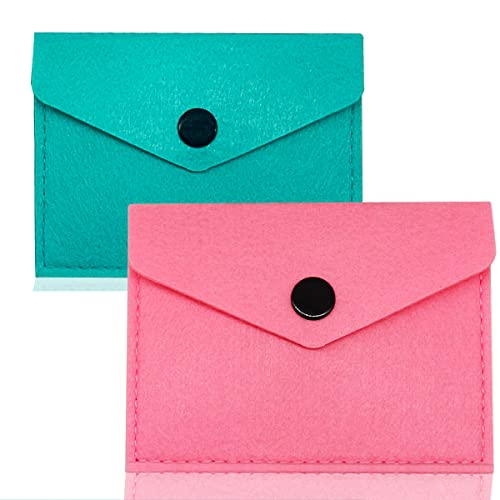 2 Packs Birth Control Pill Case Sleeve Pouch Cover for 4\" x 3\" Packets Slip Wallet Case Contraceptive Medicine Holder -Cute and Discrete (Pink+Teal)