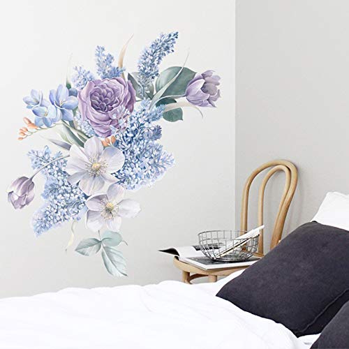 Romantic Purple Plants Flower Wall Art Decal Wisteria Flower Hyacinth Wall Stickers Removable Art Murals,Home Wall Decoration For Living Room Bedroom #TOP3