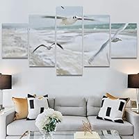 SIGNWIN 5 Panel Canvas Wall Art Birds Farmhouse/Country Group Group Multicolor Photography Realism Relax/Calm Warm for Home Decorations Ready to Hang - 60