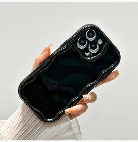 Coque transparente iPhone 14 Plus jaune résistant et étui vague crème pour iPhone 15 13 12