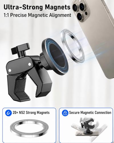 Phone Holder for Peloton Bike, Magnetic Phone Mount Clamp for Spin Bicycles - image 3