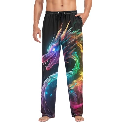 Men's Color Flame Dragon Pajama Pants with Pocket S 202a0570