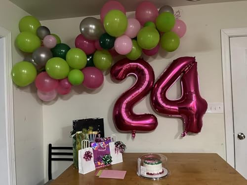 Image of Number Balloons 5 Balloon Hot Pink for 5th Birthday Party Decoration, 40 in | Saturated Color, Large 40 in, With Straw & Hanging Hole, For Back-to-School Season, Wedding, Christmas, New Year, Anniversary