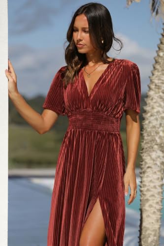 Image of Maxigerui Women's Velvet Maxi Dress Formal Dresses for Wedding Guest Dress