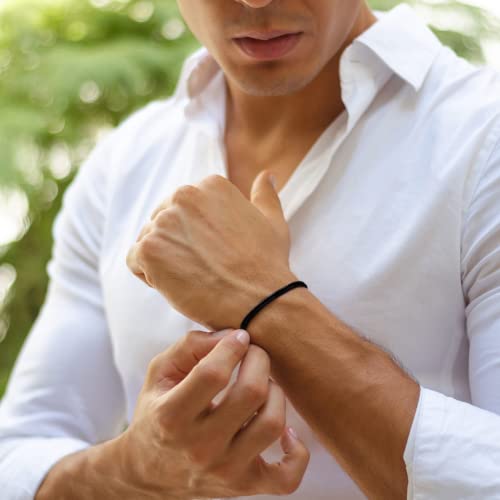 Luck Strings Wax Nylon Adjustable Cord Bracelet For Men Or Women - Leather Imitation String Unisex Adult Waterproof Surfer Jewelry Boy Girl Friendship Gift (Black, One Size) #TOP1