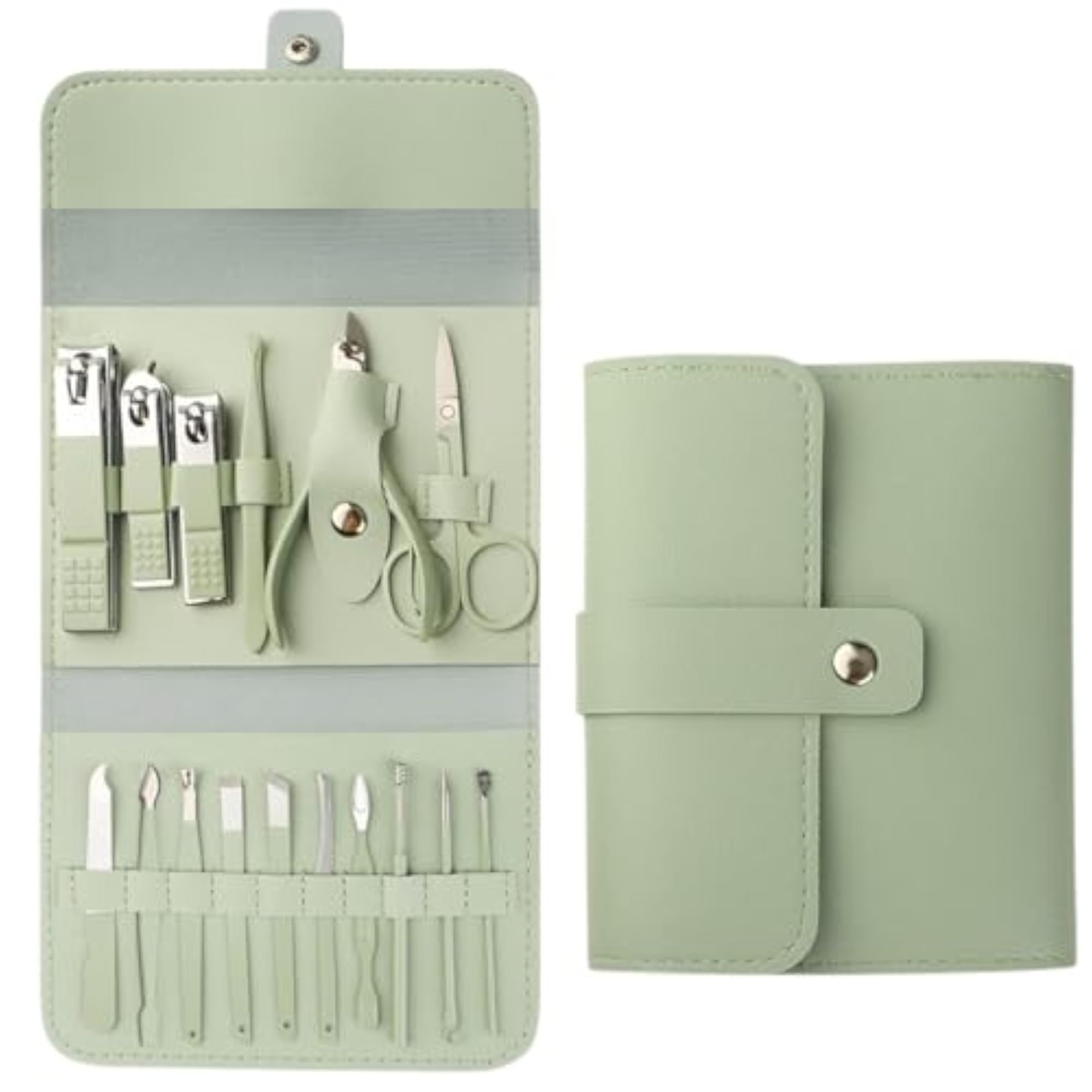 16 pcs Stainless Steel Nail Care Tools Pink Manicure Set