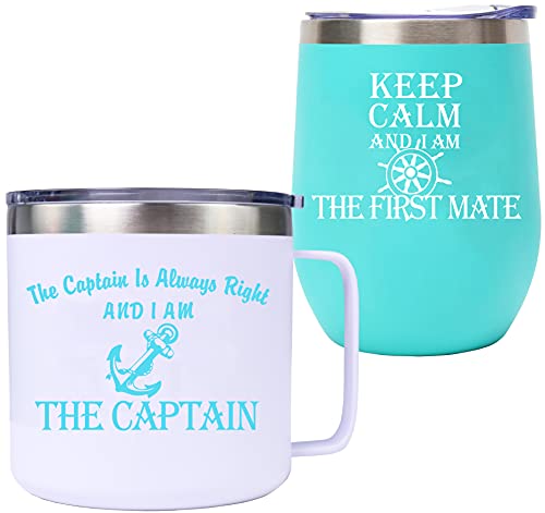 VeryMerryMakering The Captain Is Always Right and I Am The Captain, Keep Calm and I Am The First Mate, Captain and First Mate Gifts, Captain Tumbler Coffee Mug Cup, Boat Captain Gifts, Boating Gifts